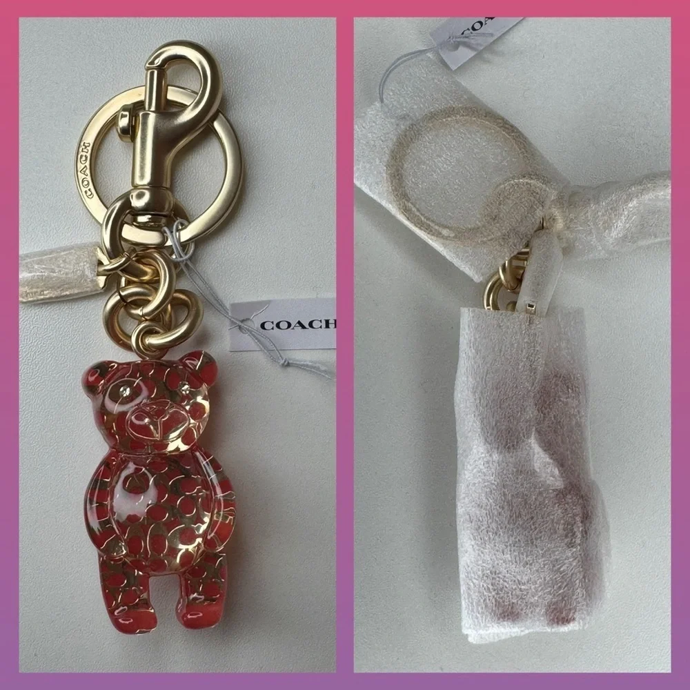 Coach Resin Gummy Bear Bag Charm Gold/Wine CK062 Keychain - Picture 7 of 16